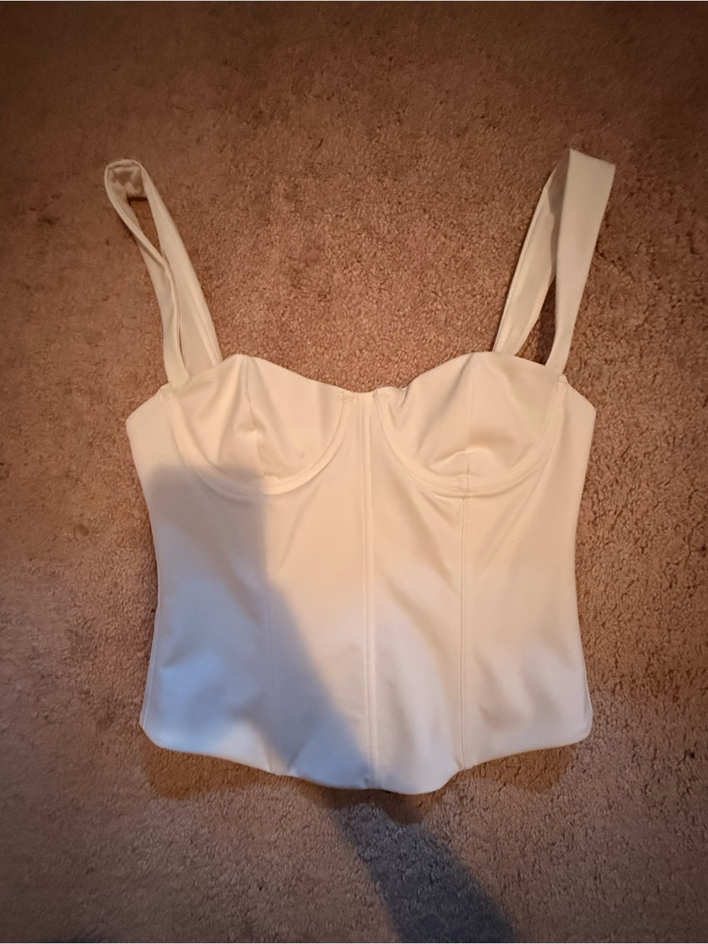 White Fox Boutique Ivory Structured Bustier Bodysuit